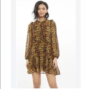 Generation Love Dress Janelle Mini Tiered in Yellow Leopard - Size M
